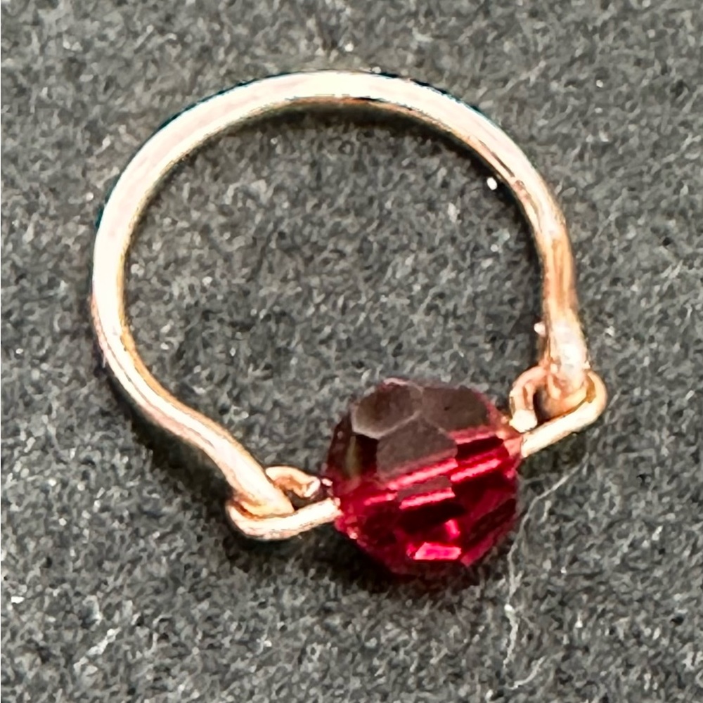 Swarovski Ruby red copper wire ring